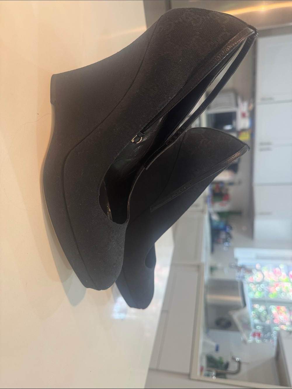 GUCCI “TOM FORD” Classic Black Women's Wedge Pumps with Ankle Strap - Picture 3 of 16
